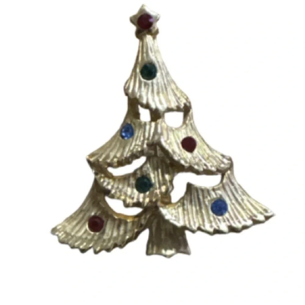 1960s JJ The Jonette Jewelry Company Christmas Tree Brooch
